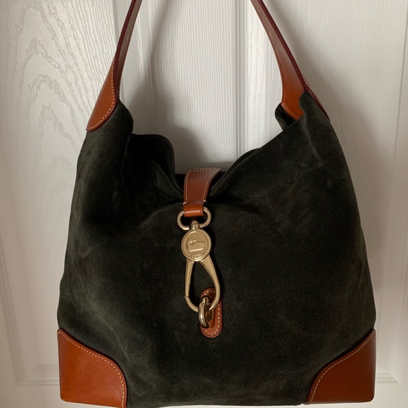 Dooney & Bourke Handbags - Like new Dooney and Bourke Suede Logo Lock Shoulder Bag